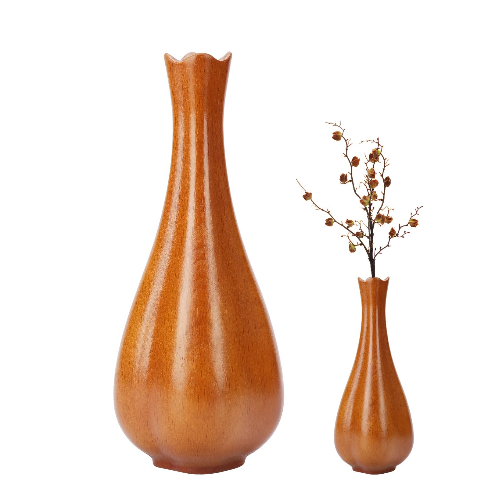 Gurmoosee Wood Vases for Centerpieces,Small Vase for Home Decor, Modern Art Texture Vase for
