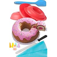 OMG Giant Donut Baking Kit - Nonstick Silicone Giant Doughnut Cake Pan Baking and Decorating Supplies Bundle. Stay Home and B