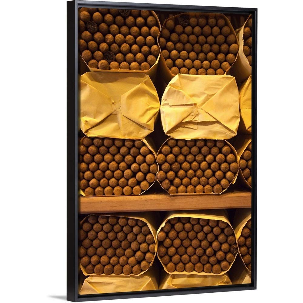Dominican Republic, Santo Domingo, Cohiba Cigars Black Float Frame Canvas Art, 26"x38"x1.75"