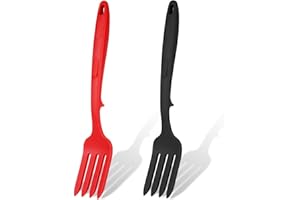 KINBOM 2pcs Silicone Flexible Forks, Silicone Cooking Fork Heat Resistant, Multifunctional Nonstick Blending Fork for Cooking