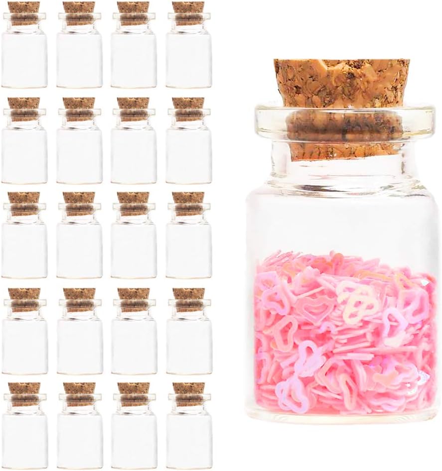 40PCS 5ml Cork Stoppers Small Glass Bottles, DIY Decoration Mini Potion Bottles Favors, Tiny Vials Cork, Message Glass Jars Vial Cork, for Wedding Decoration, Party Supplies, Wishing Bottles