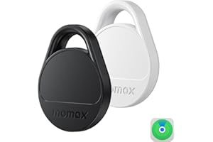 Momax Key Finder Tracker Tag - [Apple MFi Certified] Smart Bluetooth Tracking Device with Find My (iOS Only), Replaceable Battery, DIY Stickers, for Wallets, Luggage, Suitcases, Backpacks, 2 Pack