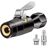 GODESON Air Chuck, Brass Locking Air Chuck with Two Steel Jaws Lock onto Any Schrader Valve, 1/4 FNPT Tire Chuck Rated to 200