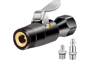 GODESON Air Chuck, Brass Locking Air Chuck with Two Steel Jaws Lock onto Any Schrader Valve, 1/4 FNPT Tire Chuck Rated to 200