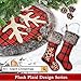 Ivenf Christmas Tree Skirt, 48 inches Large Burlap Plaid Snowflake with Thick Faux Fur Edge Skirt, Rustic Xmas Tree Holiday Decorations