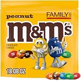 M&amp;M'S Peanut Milk Chocolate Candy Bulk Pack, Family Size, 18.08 oz | Roasted Peanuts with Real Milk Chocolate and a Colorful Candy Shell, Resealable Bag for Parties, Baking, Gifting and Events