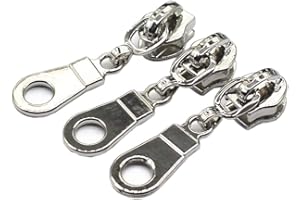 YaHoGa 50PCS #5 Silver Pulls for Nylon Coil Zippers Shiny Silver Zipper Sliders for Luggages Purses Bags Bulk(Shiny Silver)