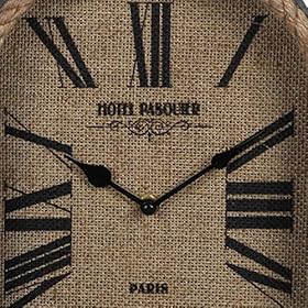 Benjara Arch Shape Metal Table Clock with Rope Edges and Handle, Gray and Brown 61hujiH1rtL