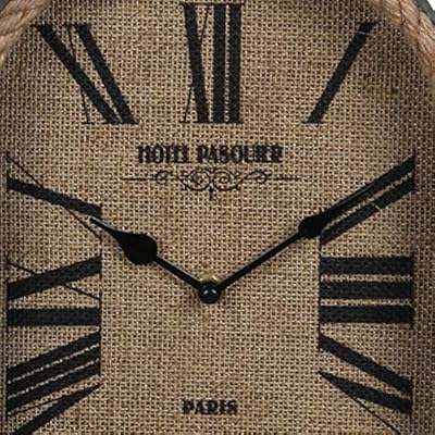 Benjara Arch Shape Metal Table Clock with Rope Edges and Handle, Gray and Brown 61hujiH1rtL