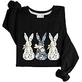 Floral Blue Bunny Sweatshirt Cute Easter Coquette Bow Sweater Trendy Bunny Women's Shirt