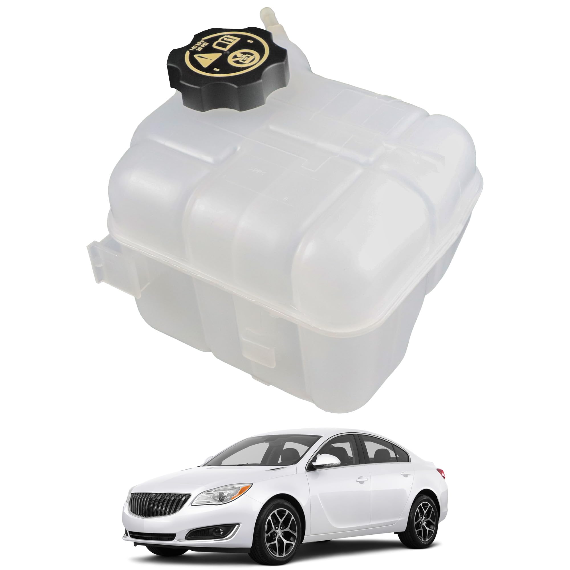 Photo 1 of YzusGomumu Engine Radiator Coolant Overflow Reservoir Tank With Cap Compatible With 2010-2019 Chevrolet Malibu Impala Cadillac XTS/SRX Buick Regal LaCrosse Allure Replaces 603-385 13220124 13502353
