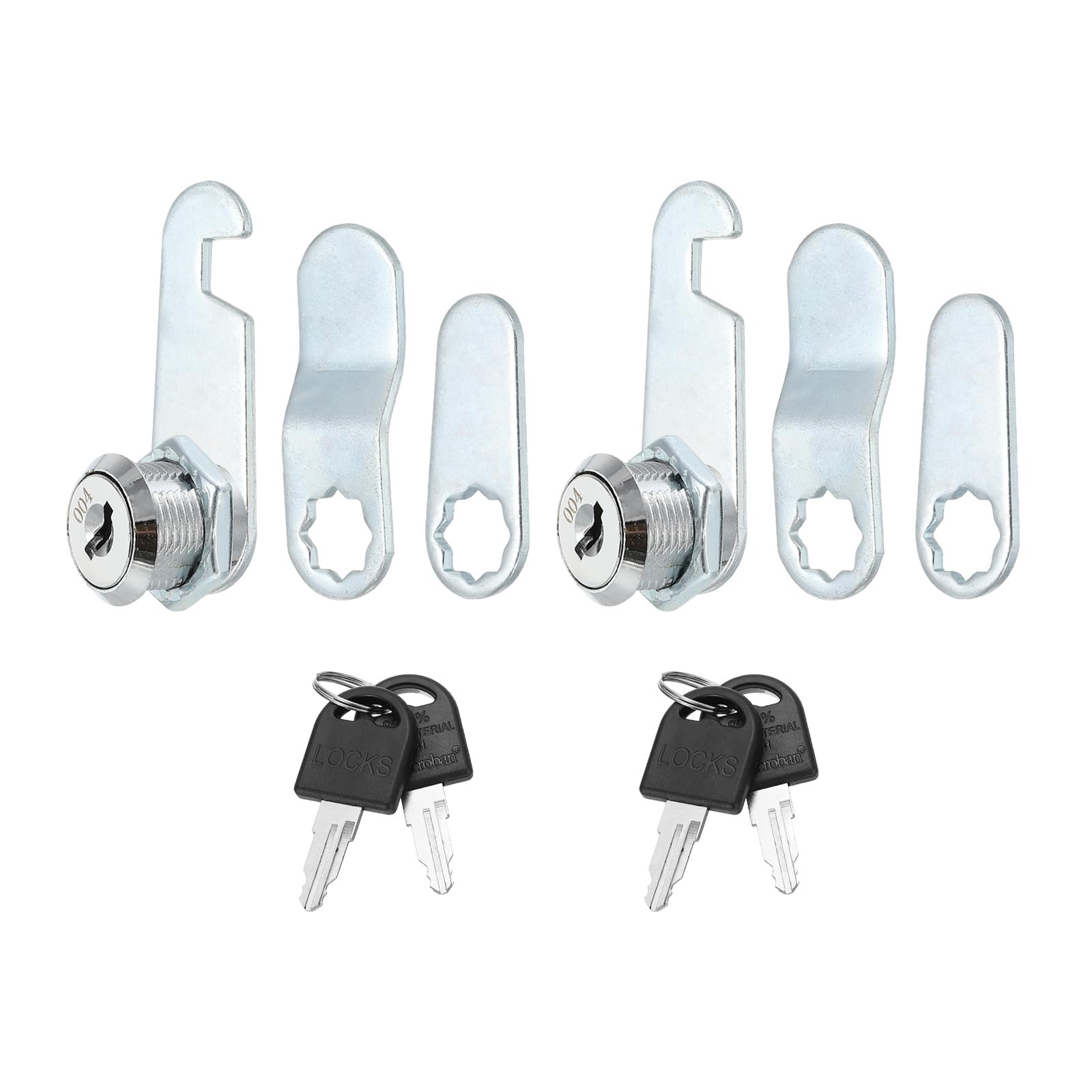 PATIKIL 5/8" Cam Lock with Keys, 2 Pack Zinc Alloy Keyed Different Cabinet Cam Lock Set RV Storage Lock for File Drawer Mailbox Toolbox, Silver Tone