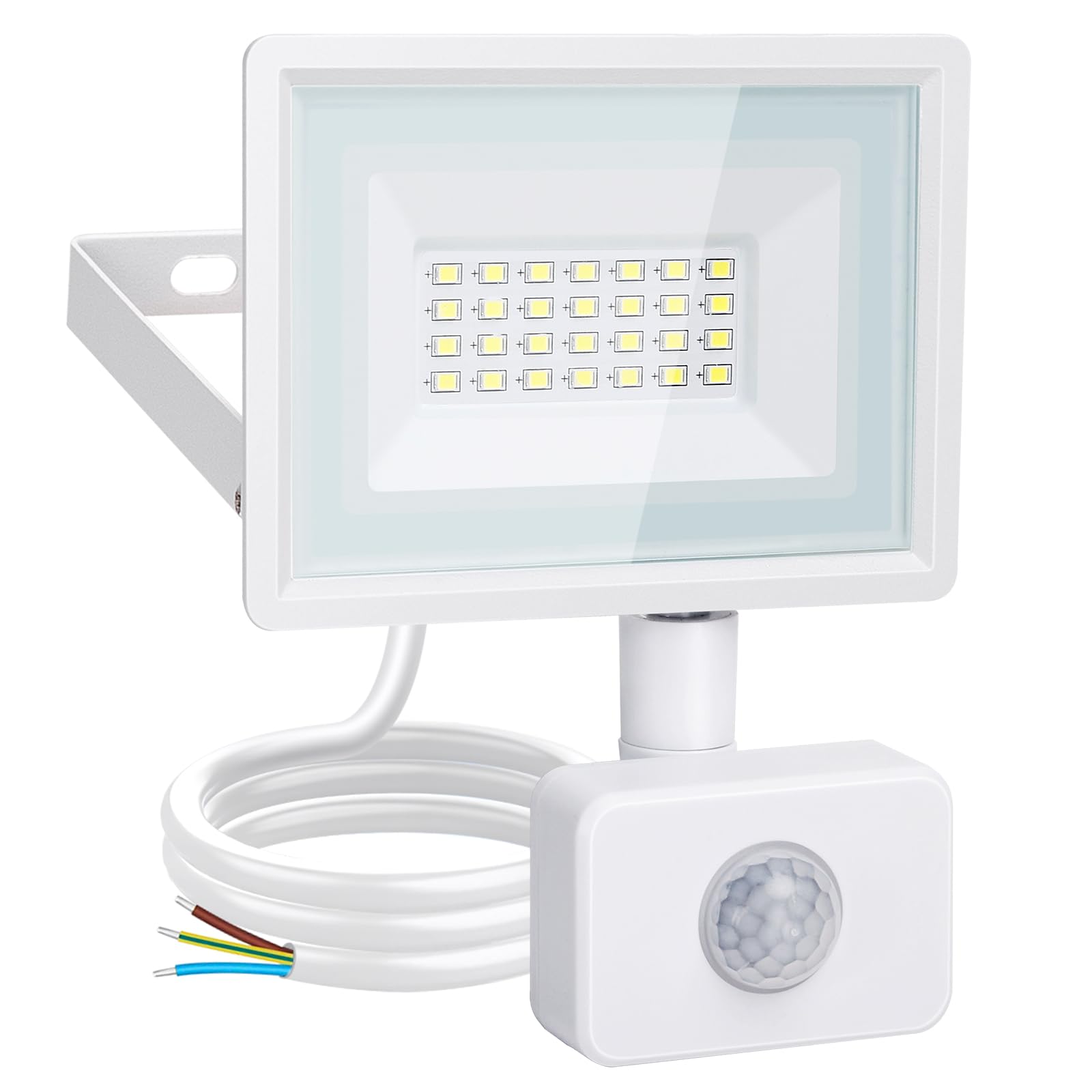 Aigostar Security Lights Outdoor Motion Sensor, 20W PIR Floodlight, 1650 Lumens Security Light 6500K, IP65 Waterproof Motion Sensor Lights Outdoor Main Powered for Backyard, Garden