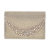 Minicastle Evening Bags Clutch Bag For Wedding And Party Women Crystal Handbag(Gold)