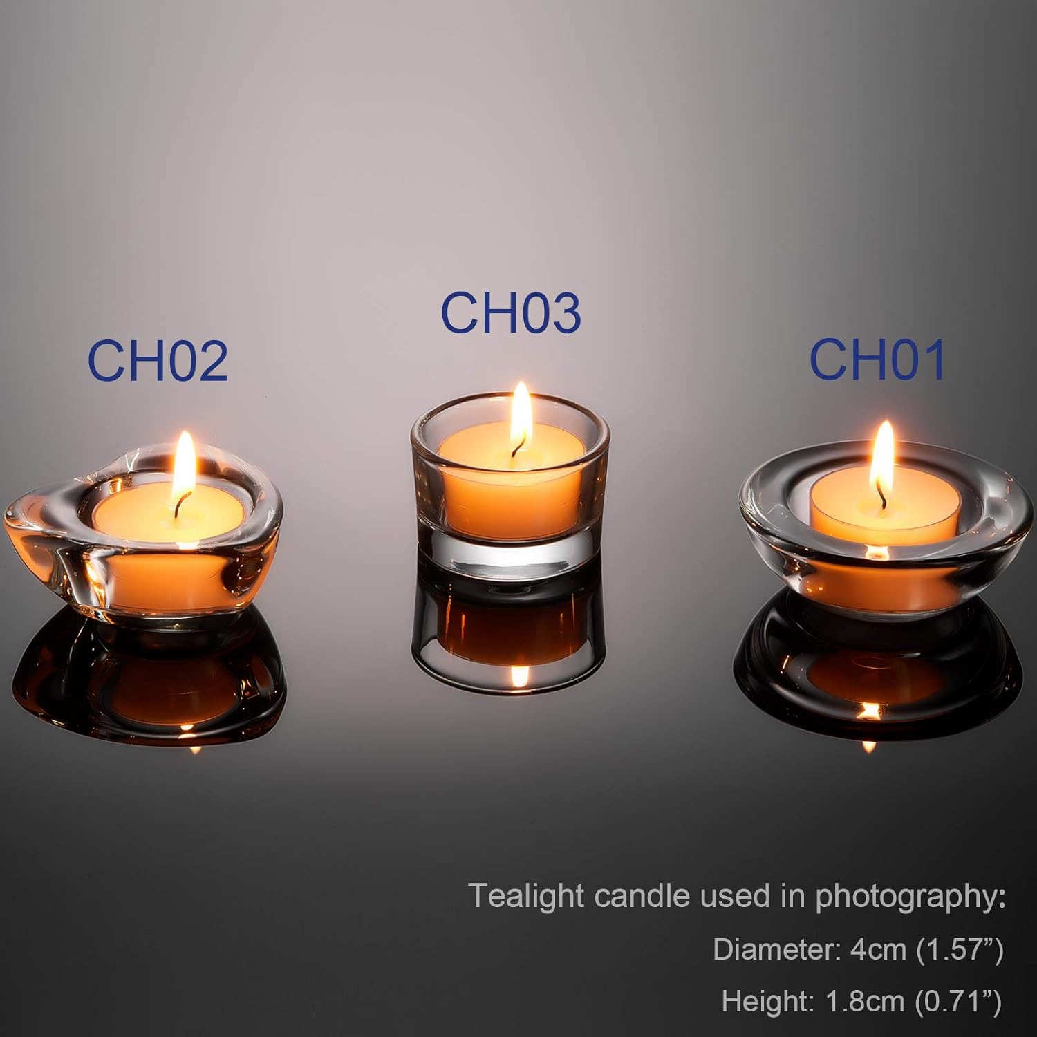 ELIVIA Clear Tealight Candle Holders - Set of 24, Round Chunky Glass Candle Holder, 3" Diameter - CH01: Kitchen & Dining