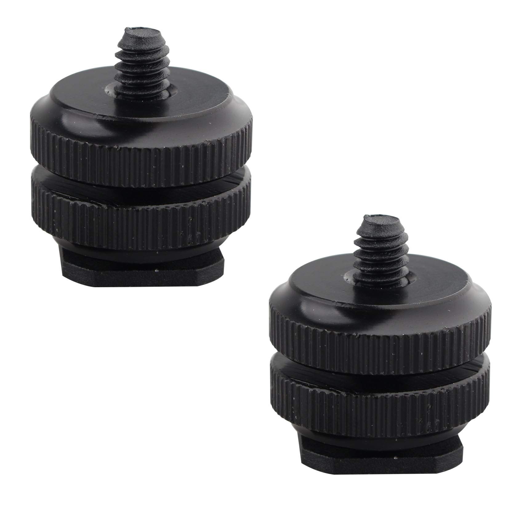 Jopto 2PCS Camera Hot Shoe Mount to 1/4"-20 Tripod Screw Adapter Flash Shoe Mount Metal Hot Shoe Stand Standard Double Hot Shoe Holder Flash Holder Conversion Screw for DSLR Camera Rig
