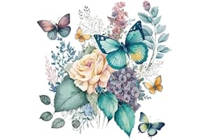 Toilet Lid Stickers, Peony and Butterfly Design, Self-Adhesive Wall Sticker Toilet Lid Decals for Bathroom Accessories