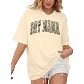 Mama Shirt Boy Mama Shirts Women Oversized Mom Letter Printed T-Shirt Casual Short Sleeve Tops