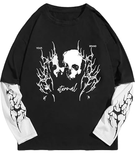 Men Women Gothic Long Sleeve Top Graphic Tee – Emo Y2K Grunge Men Women Gothic Long Sleeve Top Graphic Tee – Emo Y2K Grunge