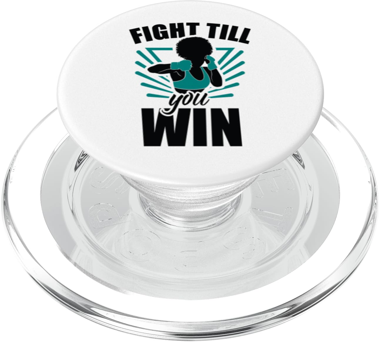 Fight til you win black sista melanin woman teal ribbon PopSockets PopGrip for MagSafe