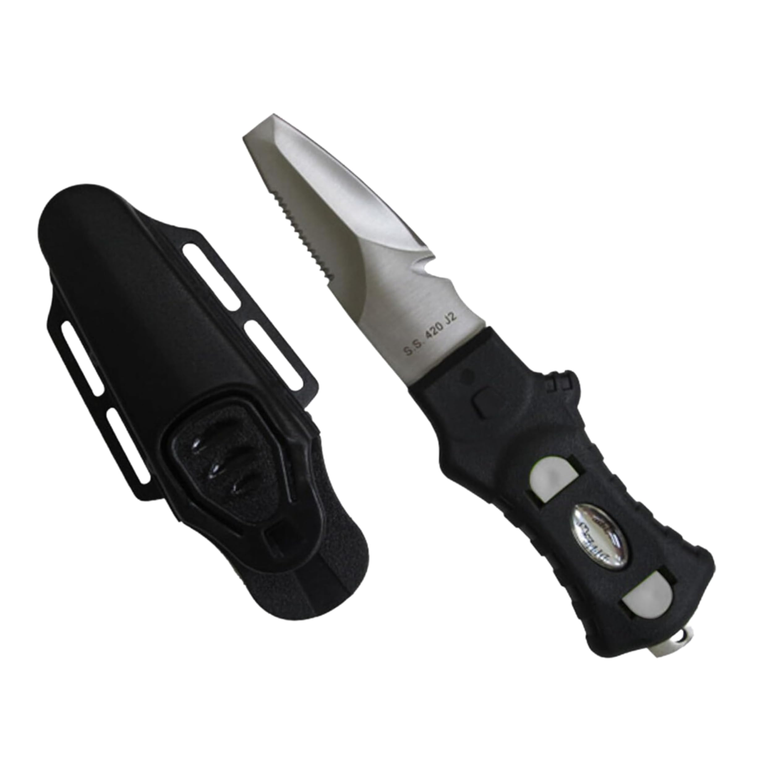 Photo 1 of Scuba Choice Compact Stainless Steel Blunt Tip Dive Knife - 2.3" Plain Edge Blade with Ergonomic Nylon Handle, Durable for Scuba Diving, Snorkeling & Water Sports - Black/Silver