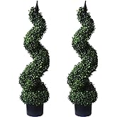 36'' Topiary Trees Artificial Outdoor Boxwood Plants Set of 2 for Porch Decor