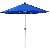 California Umbrella 12-Year-Non-Fading, 9Ft Premium Sunbrella Patio Umbrella, Hand-Crank, Button-Tilt, Gray Frame, Pacific Blue Fabric