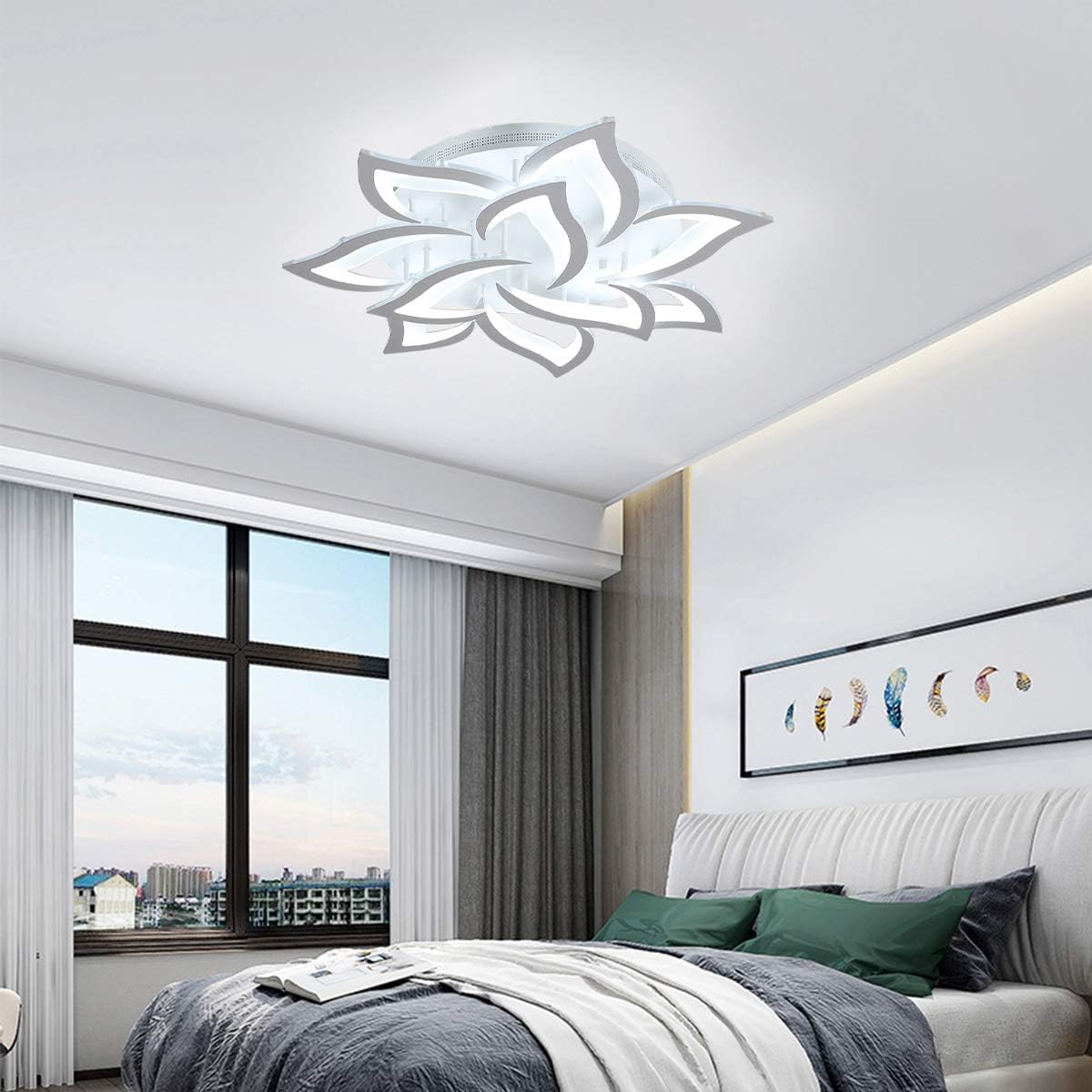Garwarm LED Ceiling Light 72W 10 Heads Petal Modern Flush Mount Acrylic Ceiling Lamp Chandelier Lighting Fixture for Living Room Bedroom Kitchen, Cool White 6500K - - 
