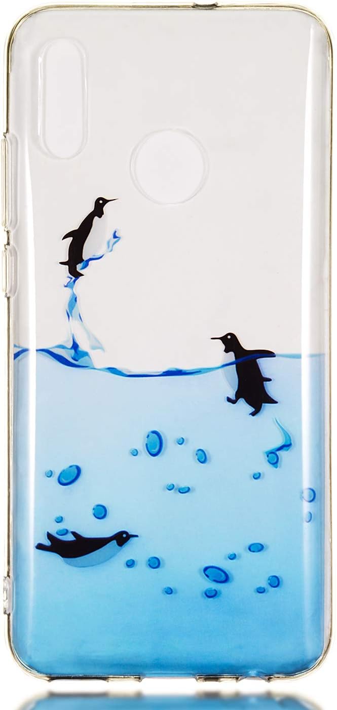 Reevermap Huawei P Smart 2019/ Honor 10 Lite Case Clear Soft Silicone Phone Case Slim Fit Flexible Anti Scratch Shockproof TPU Rubber Bumper Cover for Huawei P Smart 2019/ Honor 10 Lite, Penguim