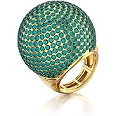ZKBKJSPZJB Gold Snowball Rhinestone Cocktail Ring – Adjustable Stretch Sparkling Party Jewelry for Women, Elegant Costume Ring for Evening Wear, Wedding, Prom