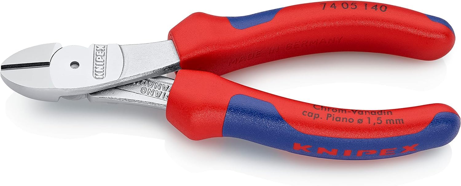 KNIPEX High Leverage Diagonal Cutter Chrome-Plated with Multi-Component Handles 140 mm, 74 05 140