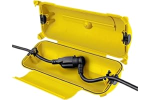 Flemoon Outdoor Extension Cord Safety Cover with Waterproof Protector Seal, Weatherproof Electrical Connection Box for Outdoor Outlets, Plugs, Sockets, Holiday Decorations, Power Tools, Yellow