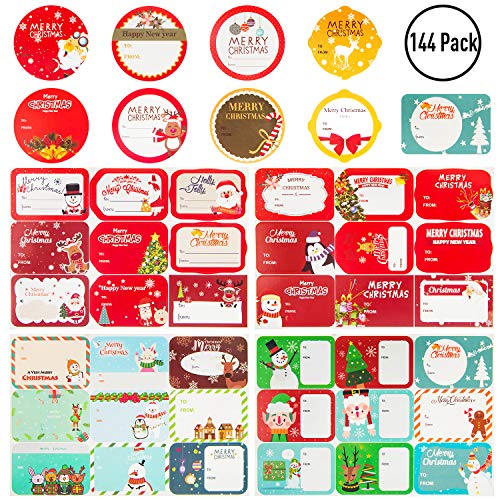 image for HongyiTime 144-Count Christmas Gift Tags Sticker，36 Jumbo Designs - 