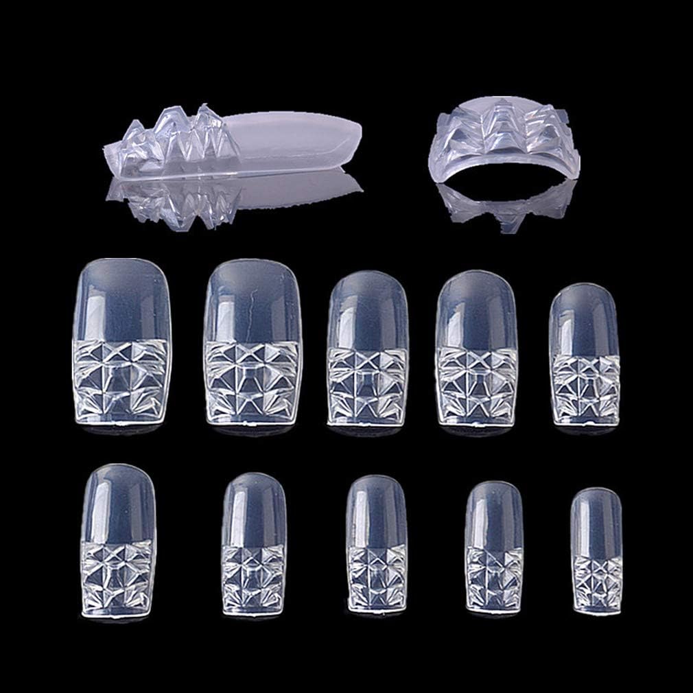 500 Pcs Clear False Coffin Nails - Full Cover Transparent Nails Art Fake Acrylic Artificial Salon Tips - 10 Sizes Nails Decoration Manicure for DIY #2