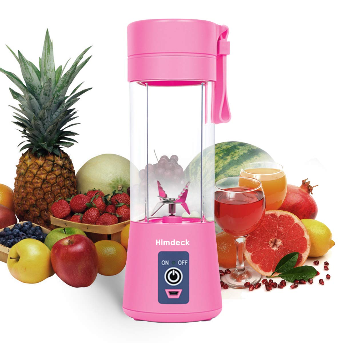 Personal Blender, Portable Blender for Smoothies and Shakes Handheld Electric Fruit Mixer Machine Six Blades 380mL USB Rechargeable Ice Mini Juicer Cup Home/Office/School/Outdoors (Pink)