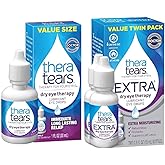 TheraTears Dry Eye Therapy Eye Drops for Dry Eyes, 1.0 Fl Oz & Extra Dry Eye Therapy Lubricating Eye Drops for Dry Eyes, 0.5 fl oz Bottle, 2 Count(Pack of 1)