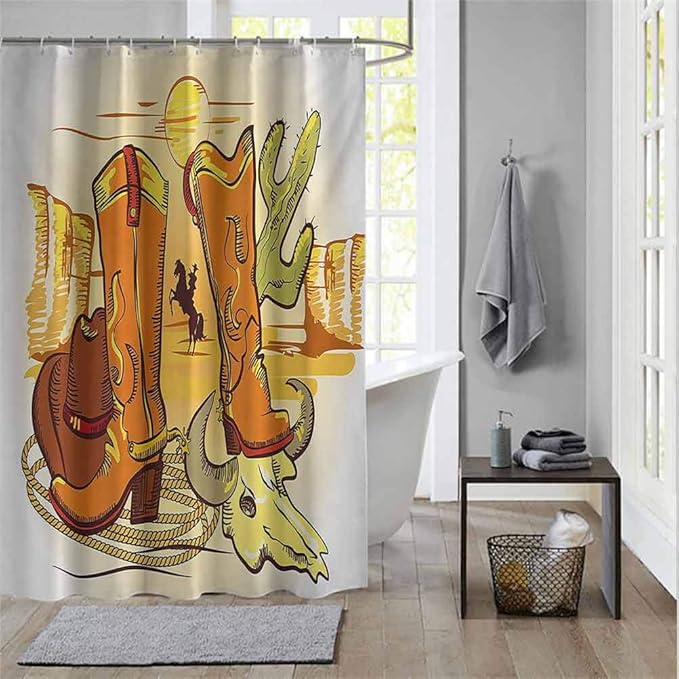 Amazon.com: ScottDecor Christmas Shower Curtains WesternIllustration of
