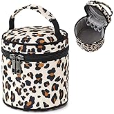 BBORGDC Women Makeup Bag, Leopard Cylinder Handheld Small Cosmetic Pouch, Water-resistant Portable for Purse, Travel Commute Organizer, Original Boho Design