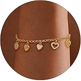 FUCJOEE Valentines Bracelets for Women, Dainty Gold Bracelet 14K Gold Plated Pearl Shell Heart Charm Bracelet Cute Charm Bracelets for Women Trendy Non Tarnish Gold Jewelry Valentines Day Gifts