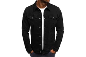 amropi Mens Denim Jacket Button Down Casual Outerwear Jean Coat