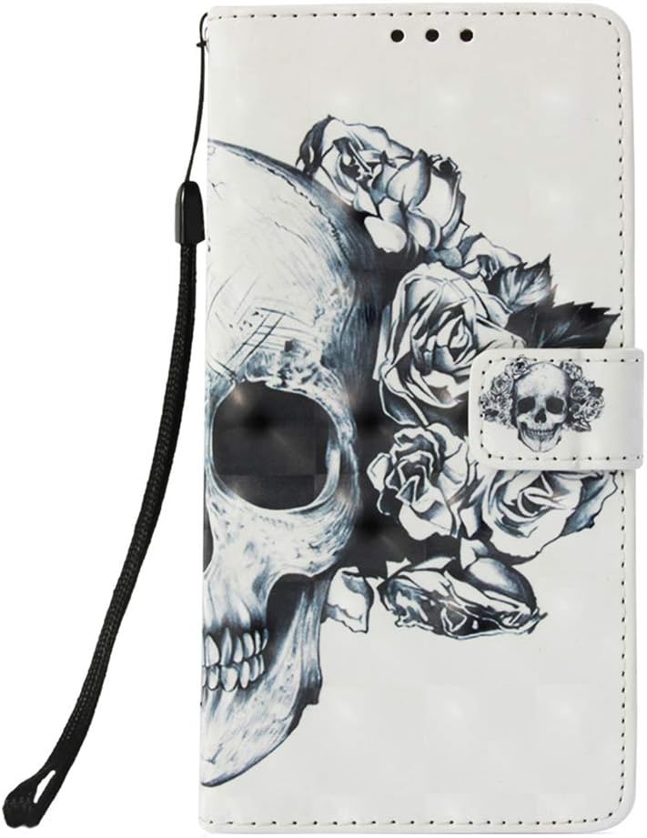 ThoankjiPhone 11 Case 2019 6.1 inch, Shockproof Flip 3D Art Soft Premium PU Leather Wallet Phone Cases with Stand Magnetic Money Pouch Folio Gel Bumper Protective Cover for iPhone 11/XI Skull