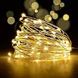 YoTelim LED Fairy String Lights with Remote Control - 2 Set 100 LED 33ft/10m Micro Silver Wire Indoor Battery Operated LED St