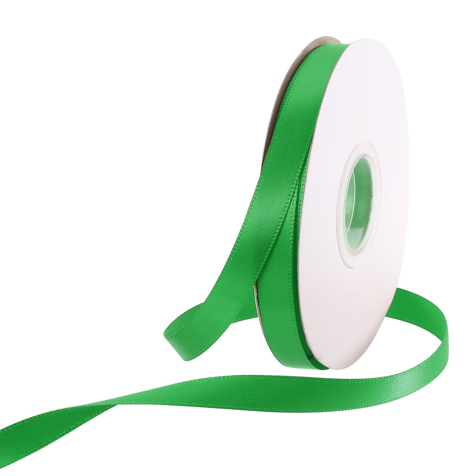Rebower 10mm Satin Ribbon 23m Thick Double Face Grosgrain Silk Ribbon, [for Gift Wrapping, Hair Bows, Wedding, Cake, Flower] - 25 Yard/75ft/ Green