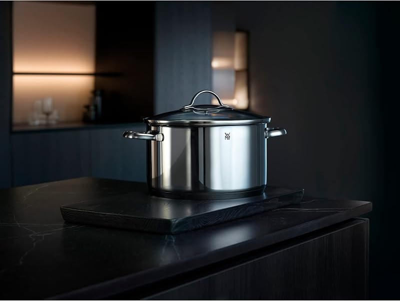 Provence Plus, Set Pentole Acciaio Inox 18/10 Lucido, con Coperchio in Vetro, Scala Graduata Interna, Adatto a Cottura su Gas, Induzione e Forno, Resistenti Fino a 250°C, Lavabili in Lavastoviglie