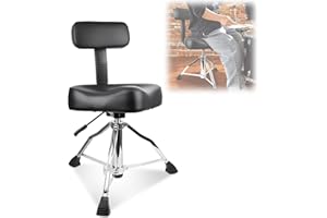 BBTEQEKN 360° Drum Throne with Backrest, Height Adjustable Hydraulic Drum Chair, Heavy Duty Drum Seat with Back Rest, Motorcy