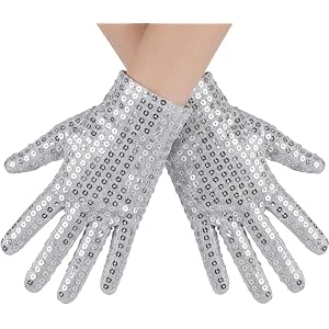 Utaly Kids Silver Sequin Gloves Boys Girls Dress Up Gloves for Halloween Cosplay Dance Show Costume Accessories