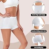 Runmeihe Women's High Waisted Hot Pants Anti Chafing Mini Shorts White UK L XL view 4