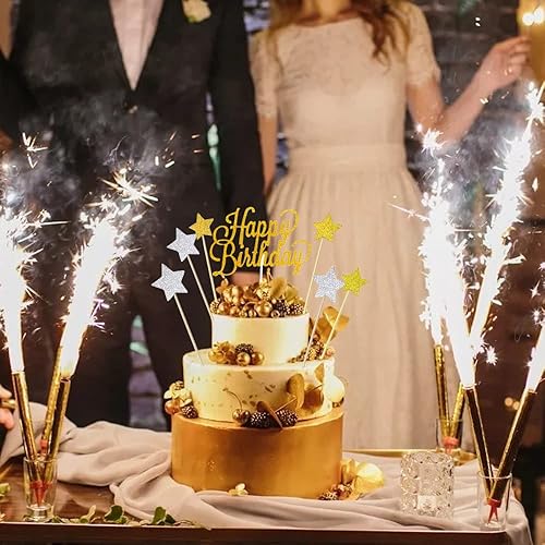 Sunny ZX Gold Glitter Happy Birthday Cake Cupcake Smash Candle