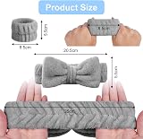 Aomig Spa Headbands for Women Bowknot Elastic Microfiber Grey 1+2 Wrist Straps view 2