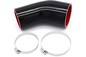 INGOULUT 45 Degree Elbow 3 to 3.5 inch Coupler Hose,ID 3 to 3-1/2 inch （76-89MM） Length 4″（102mm),4-Ply Reinforced Turbo/Intercooler/Intake Piping Coupler Silicone Hoses,with 2PCS Clamps…